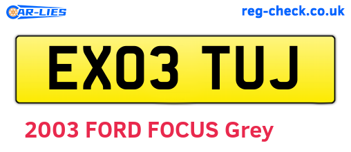 EX03TUJ are the vehicle registration plates.