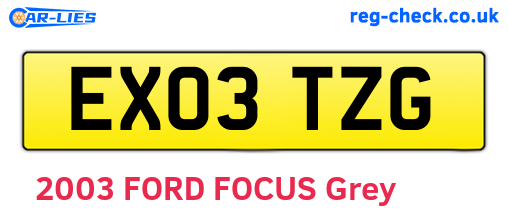 EX03TZG are the vehicle registration plates.