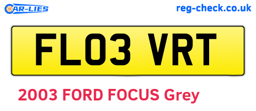 FL03VRT are the vehicle registration plates.