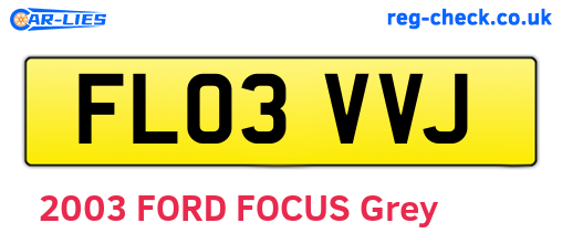 FL03VVJ are the vehicle registration plates.