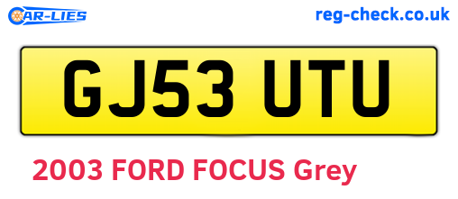 GJ53UTU are the vehicle registration plates.