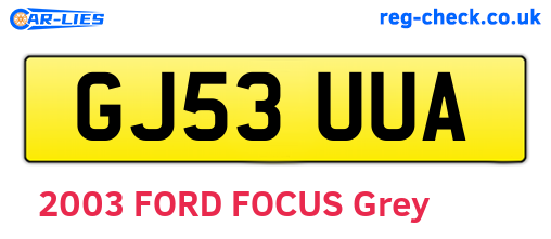 GJ53UUA are the vehicle registration plates.