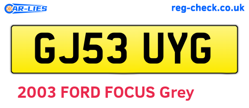 GJ53UYG are the vehicle registration plates.