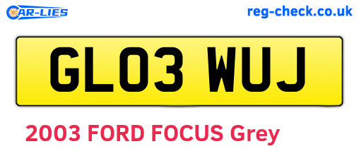 GL03WUJ are the vehicle registration plates.