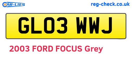 GL03WWJ are the vehicle registration plates.