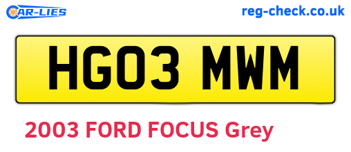 HG03MWM are the vehicle registration plates.