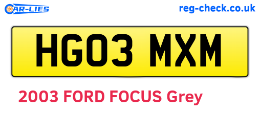 HG03MXM are the vehicle registration plates.
