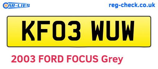 KF03WUW are the vehicle registration plates.