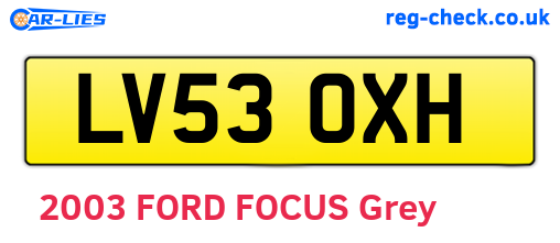 LV53OXH are the vehicle registration plates.