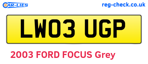 LW03UGP are the vehicle registration plates.