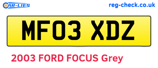 MF03XDZ are the vehicle registration plates.