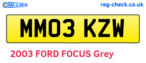 MM03KZW are the vehicle registration plates.