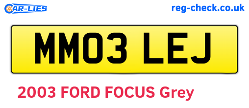 MM03LEJ are the vehicle registration plates.