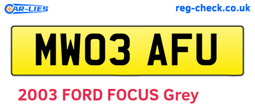 MW03AFU are the vehicle registration plates.