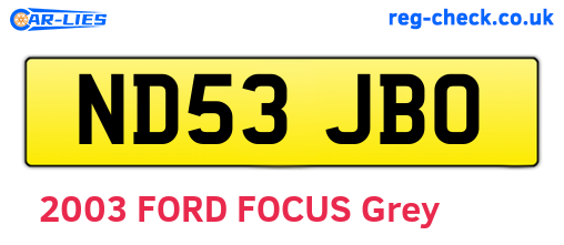 ND53JBO are the vehicle registration plates.