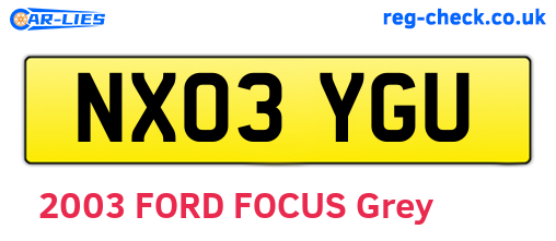 NX03YGU are the vehicle registration plates.