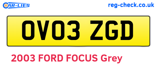 OV03ZGD are the vehicle registration plates.