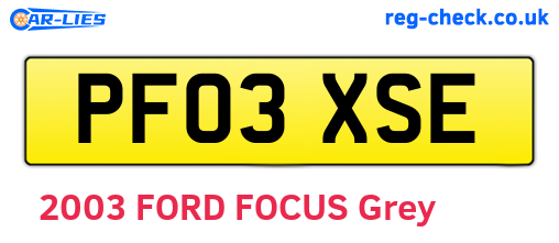 PF03XSE are the vehicle registration plates.