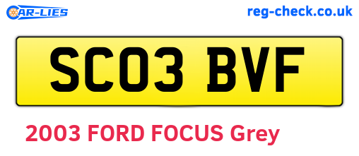 SC03BVF are the vehicle registration plates.