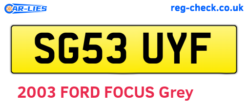 SG53UYF are the vehicle registration plates.