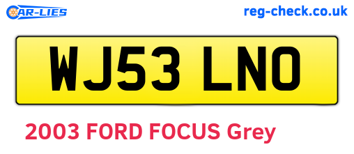 WJ53LNO are the vehicle registration plates.
