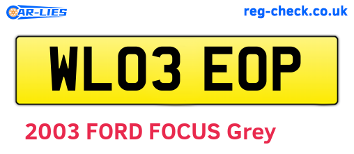 WL03EOP are the vehicle registration plates.