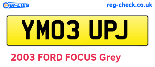 YM03UPJ are the vehicle registration plates.