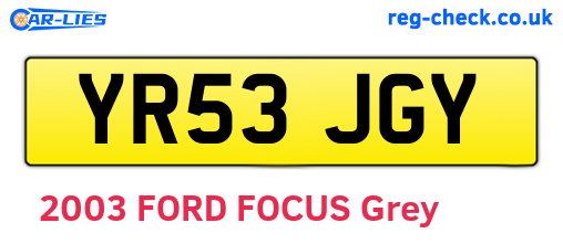 YR53JGY are the vehicle registration plates.