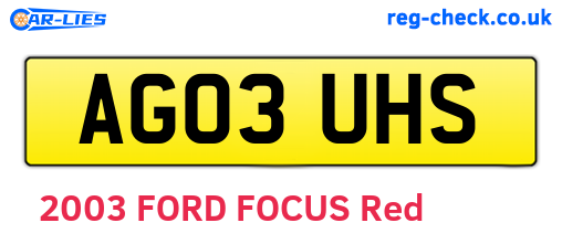 AG03UHS are the vehicle registration plates.