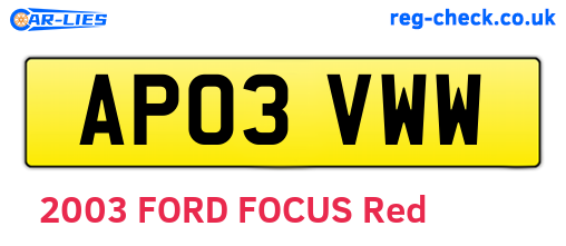 AP03VWW are the vehicle registration plates.