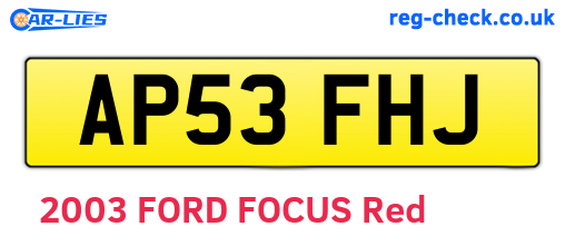 AP53FHJ are the vehicle registration plates.