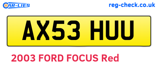 AX53HUU are the vehicle registration plates.
