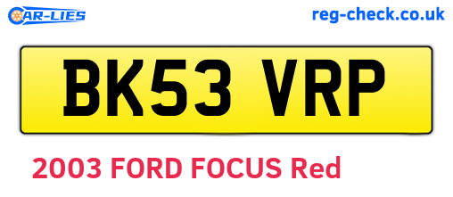 BK53VRP are the vehicle registration plates.