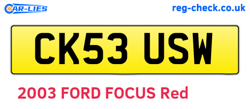 CK53USW are the vehicle registration plates.