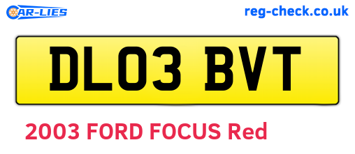 DL03BVT are the vehicle registration plates.