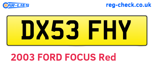 DX53FHY are the vehicle registration plates.