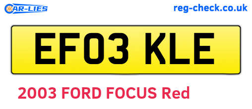 EF03KLE are the vehicle registration plates.