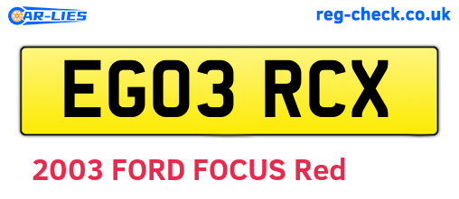 EG03RCX are the vehicle registration plates.