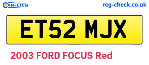 ET52MJX are the vehicle registration plates.