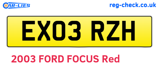 EX03RZH are the vehicle registration plates.
