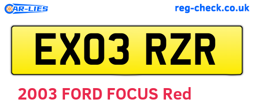 EX03RZR are the vehicle registration plates.