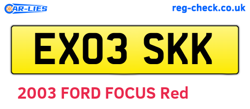 EX03SKK are the vehicle registration plates.