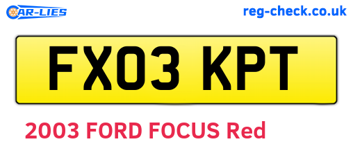 FX03KPT are the vehicle registration plates.