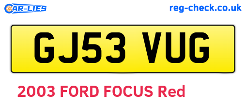 GJ53VUG are the vehicle registration plates.