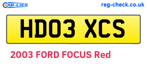HD03XCS are the vehicle registration plates.