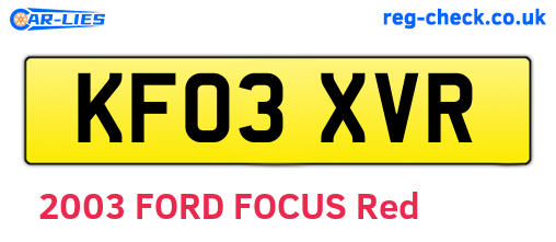 KF03XVR are the vehicle registration plates.