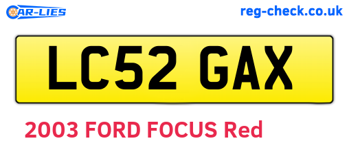 LC52GAX are the vehicle registration plates.