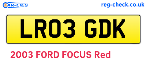 LR03GDK are the vehicle registration plates.