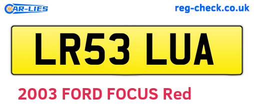 LR53LUA are the vehicle registration plates.