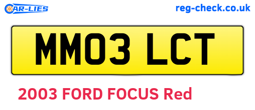 MM03LCT are the vehicle registration plates.